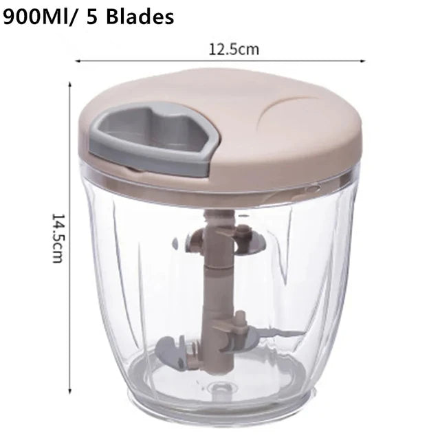 Manual Meat Mincer Garlic Chopper Hand Pull Press Crusher