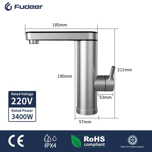 Electric Kitchen Water Heater Tap Instant Hot Stainless