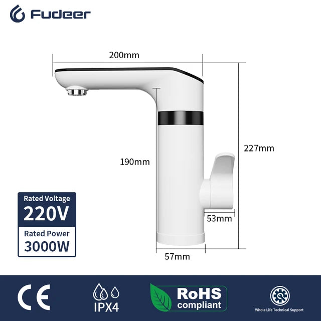 Electric Kitchen Water Heater Tap Instant Hot Stainless